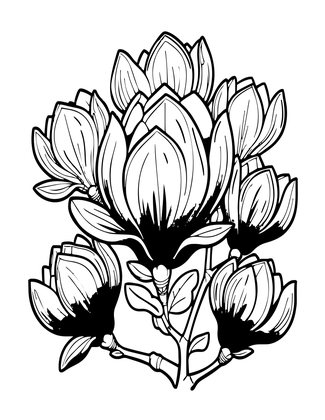 Saucer Magnolia - Free printable coloring page