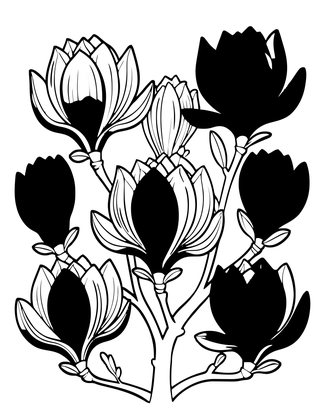 Red-Tinged Magnolia - Free printable coloring page