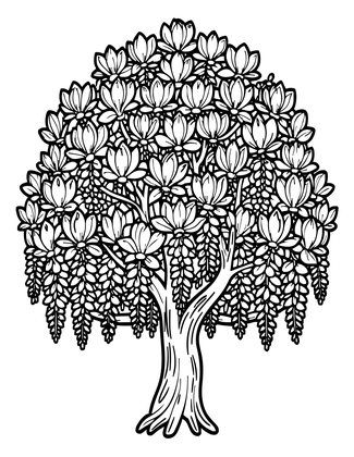 Magnolia and Wisteria - Free printable coloring page