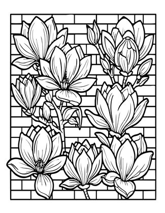 Champagne Magnolia - Free printable coloring page