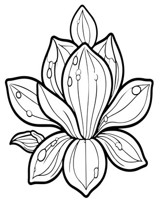 Magnolia with Dew - Free printable coloring page