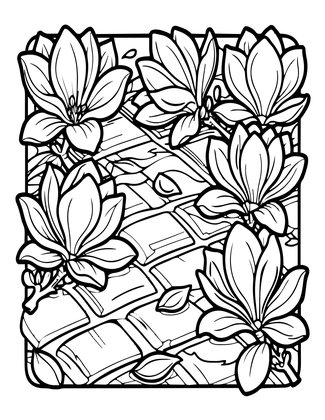 Fallen Magnolia Petals - Free printable coloring page