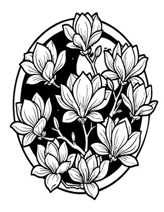 Magnolia at Night - Free printable coloring page