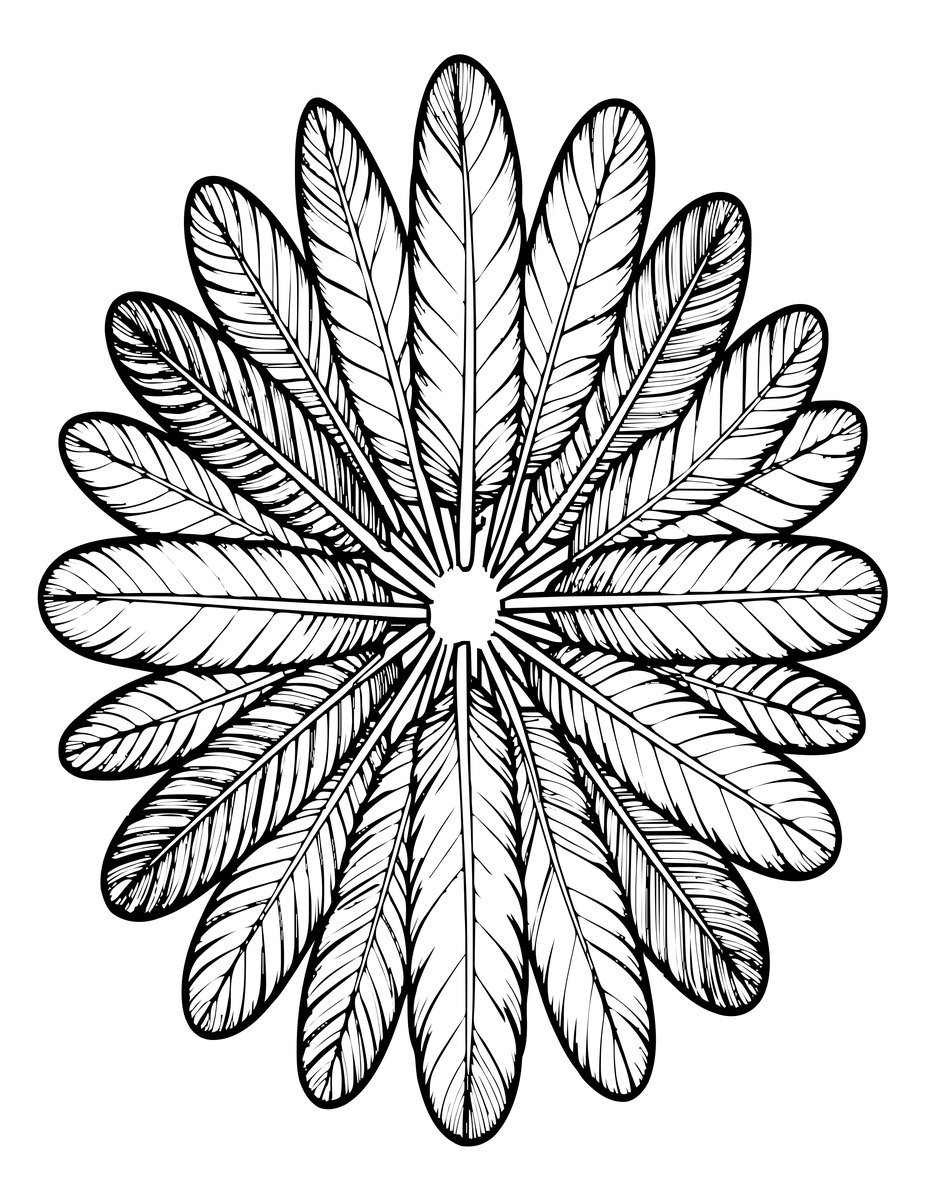 Feather Mandala - free printable coloring page
