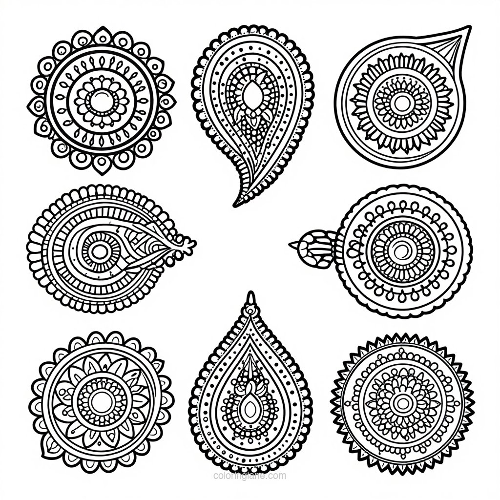 Henna Mandala - free printable coloring page