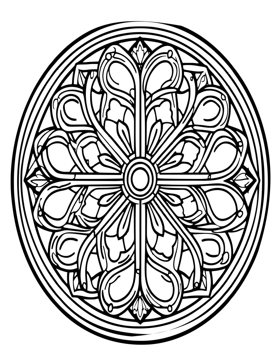 Rose Window Mandala - free printable coloring page