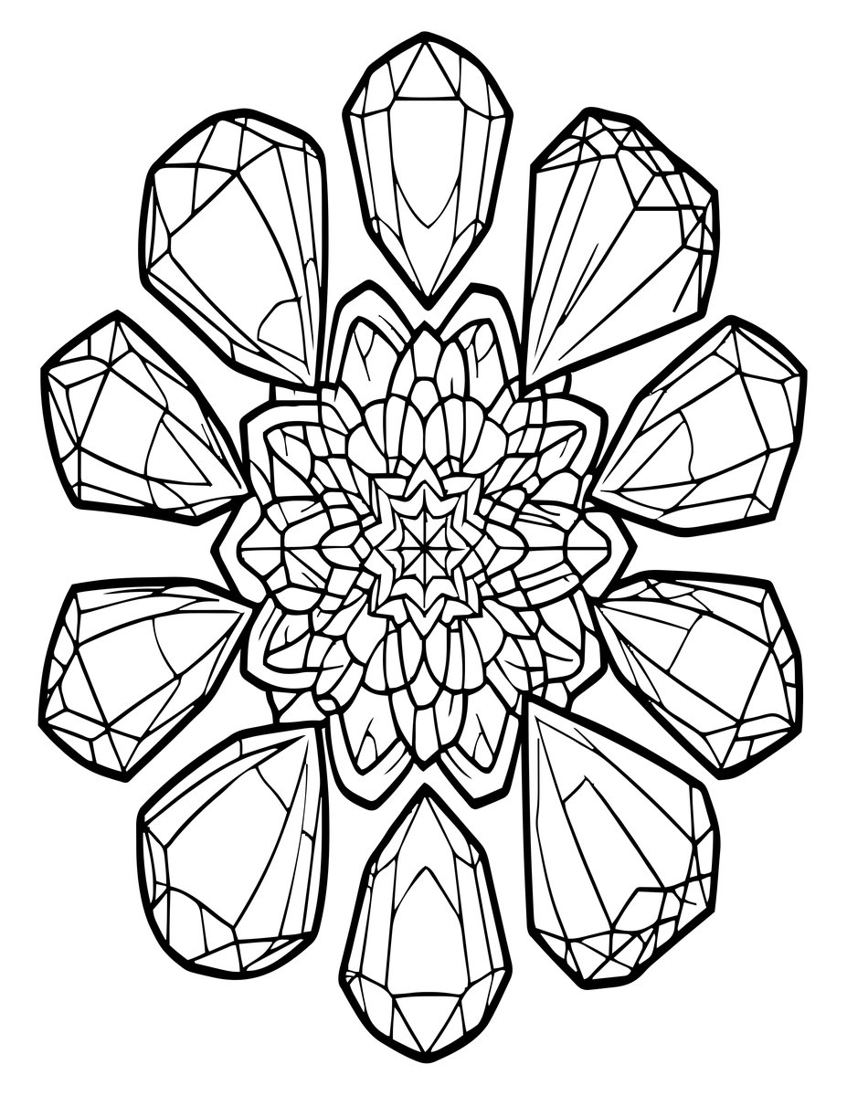 Crystal Mandala - free printable coloring page