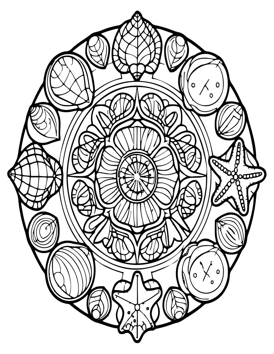 Seashell Mandala - free printable coloring page