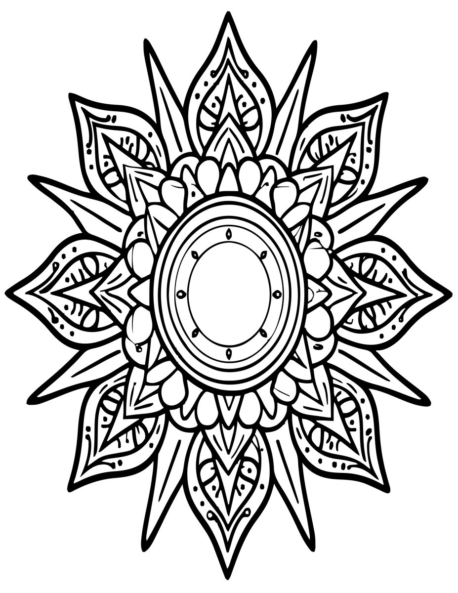 Sunburst Mandala - free printable coloring page