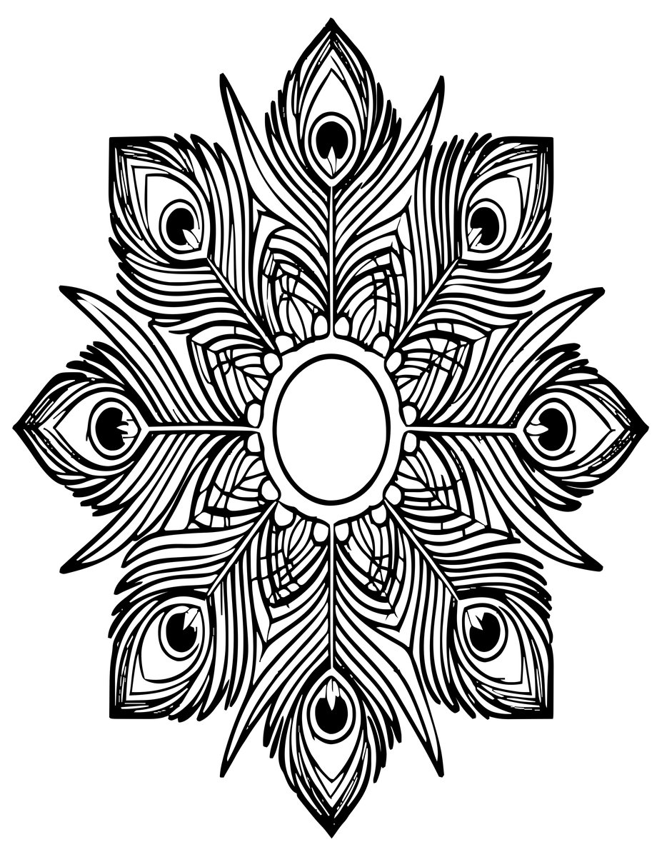Peacock Mandala - free printable coloring page