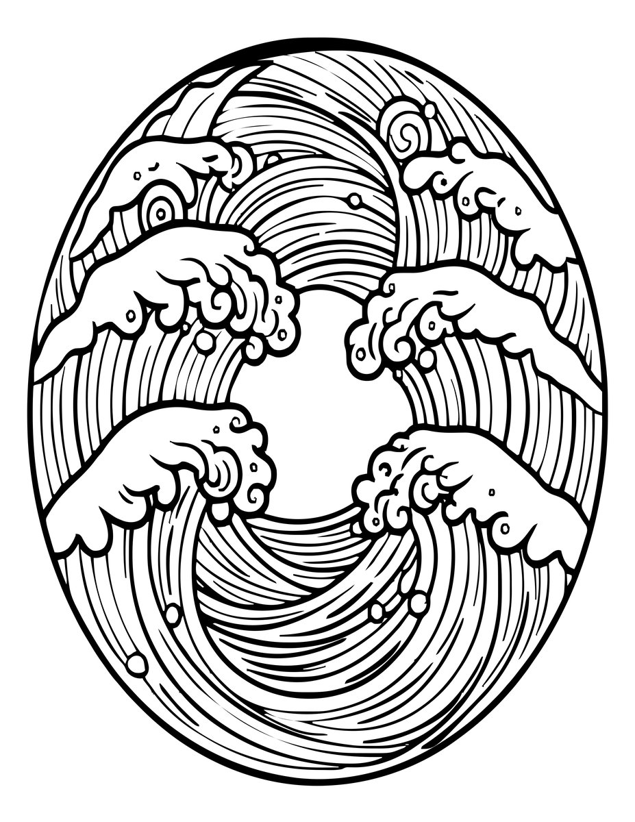 Ocean Wave Mandala - free printable coloring page