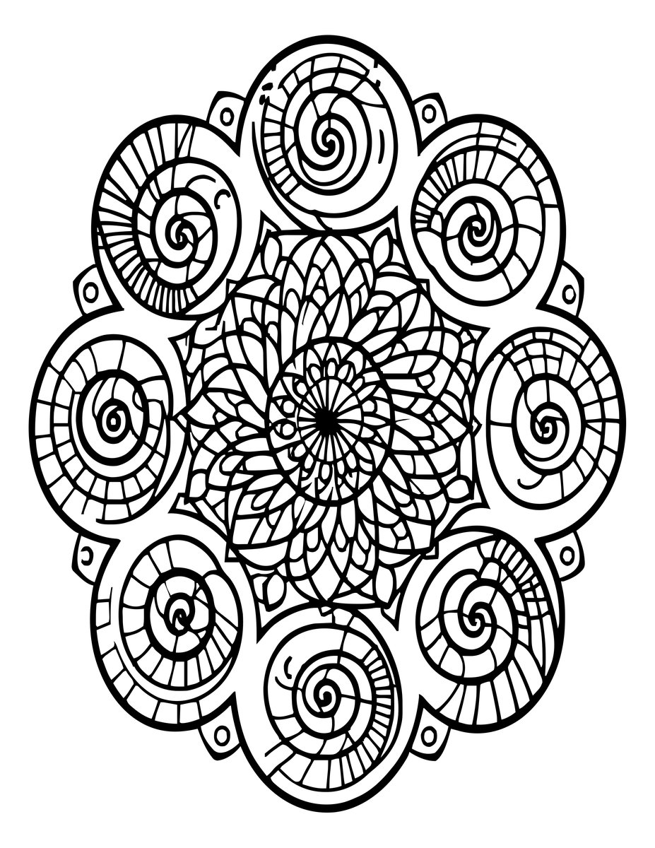 Spiral Mandala - free printable coloring page