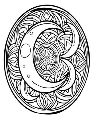 Moon Phase Mandala - Free printable coloring page