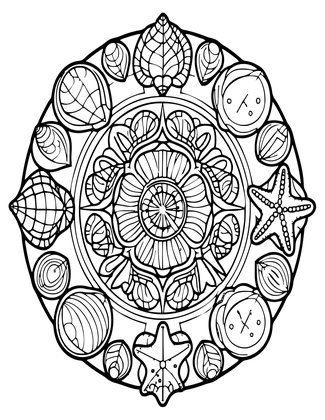 Seashell Mandala - Free printable coloring page