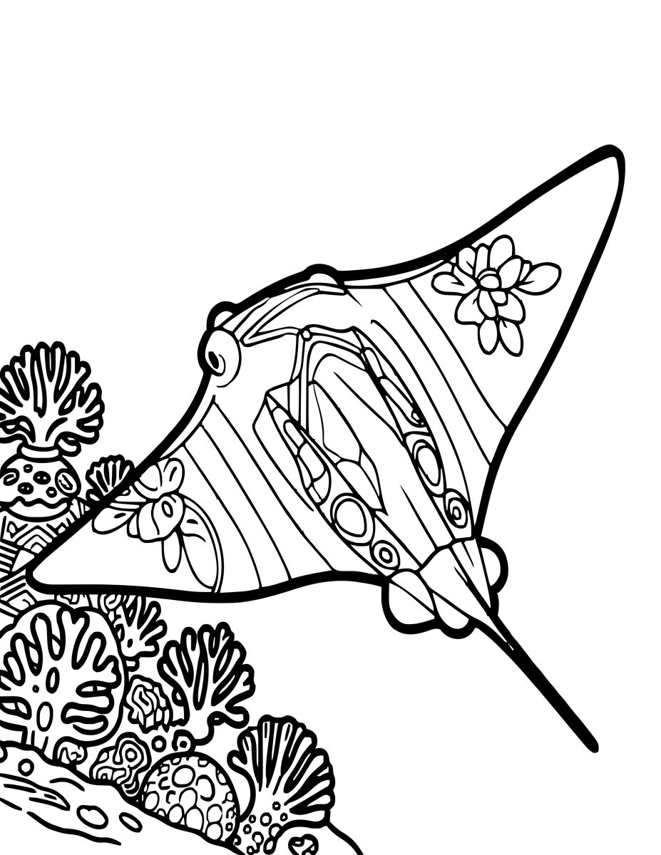 Reef Manta - free printable coloring page