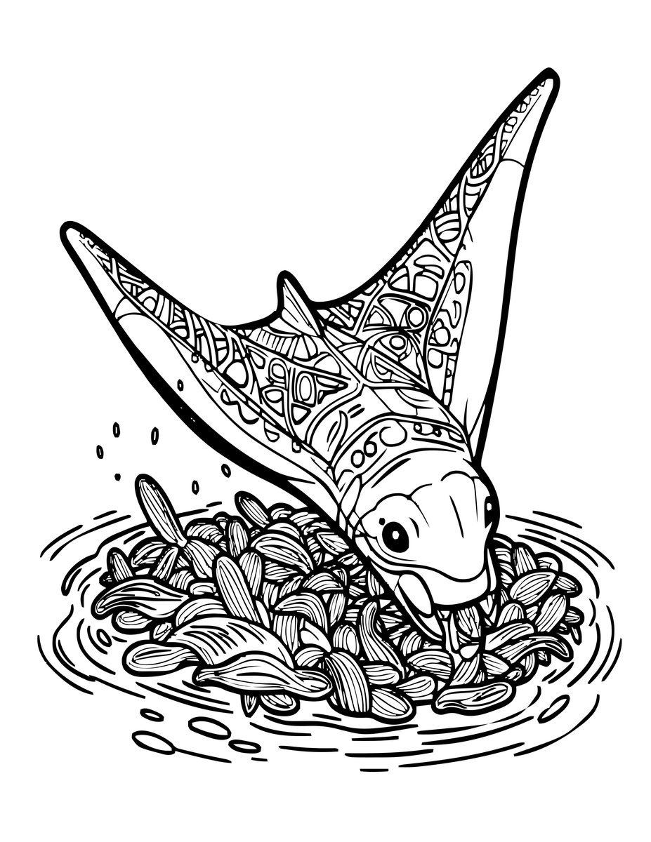 Manta Feeding - free printable coloring page