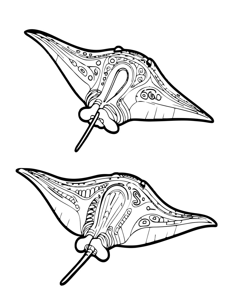 Twin Mantas - free printable coloring page