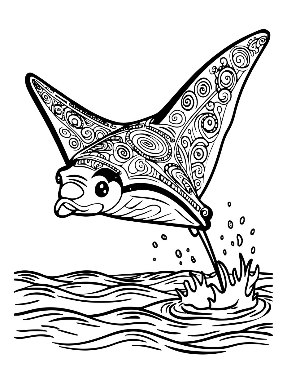 Manta Leap - free printable coloring page