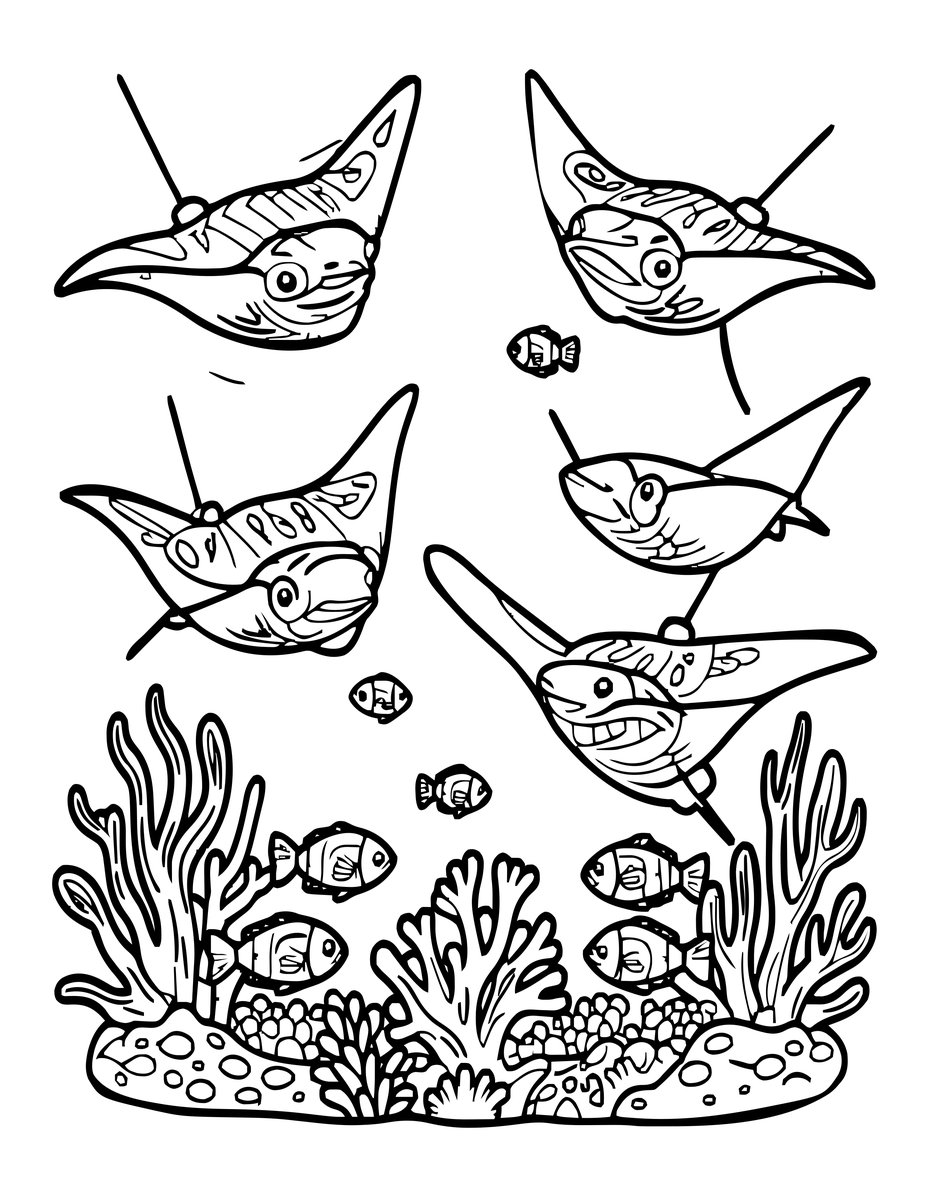 Manta Cleaning Station - free printable coloring page