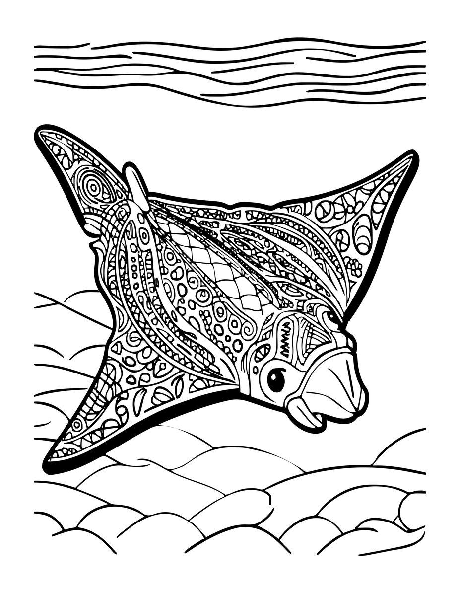 Manta in Sunbeams - free printable coloring page