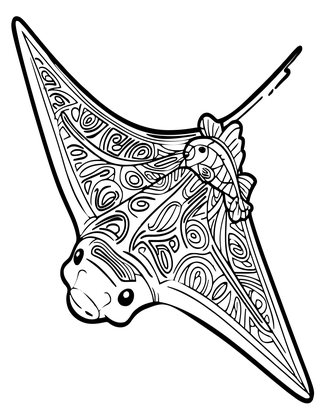 Manta and Remora - Free printable coloring page