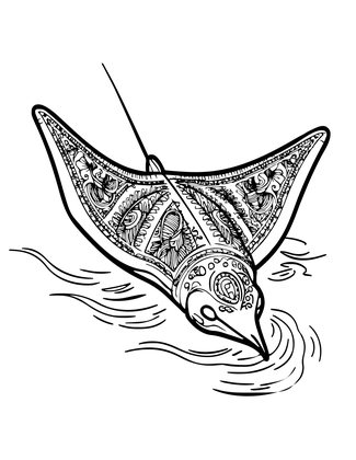 Manta at Surface - Free printable coloring page