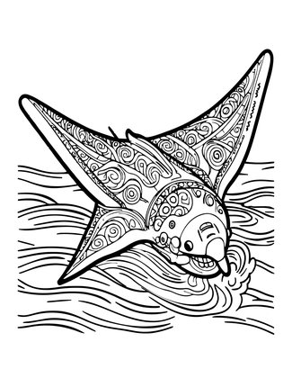 Manta in Current - Free printable coloring page