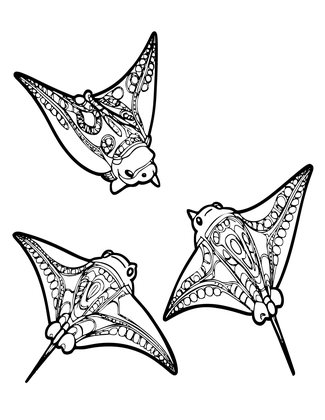Manta Courtship - Free printable coloring page