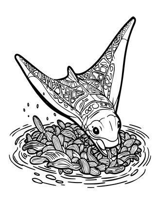 Manta Feeding - Free printable coloring page