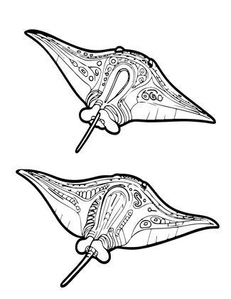 Twin Mantas - Free printable coloring page