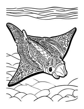 Manta in Sunbeams - Free printable coloring page