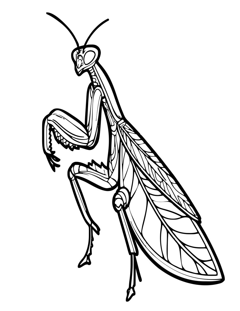 Ghost Mantis - free printable coloring page
