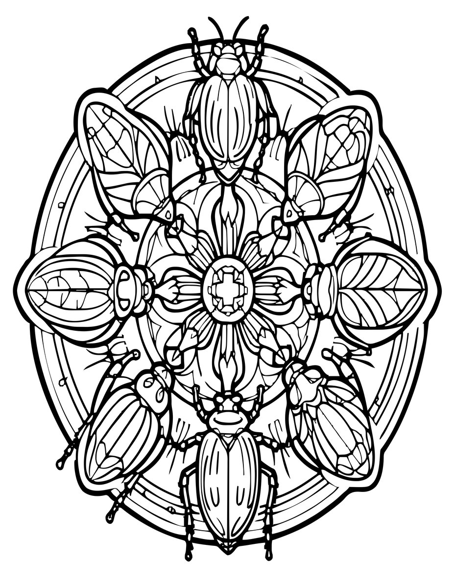 Mandala Insects - free printable coloring page