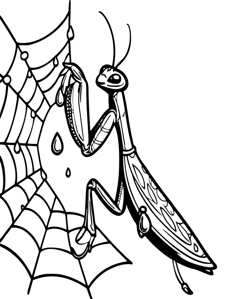 Mantis and Dew - free printable coloring page