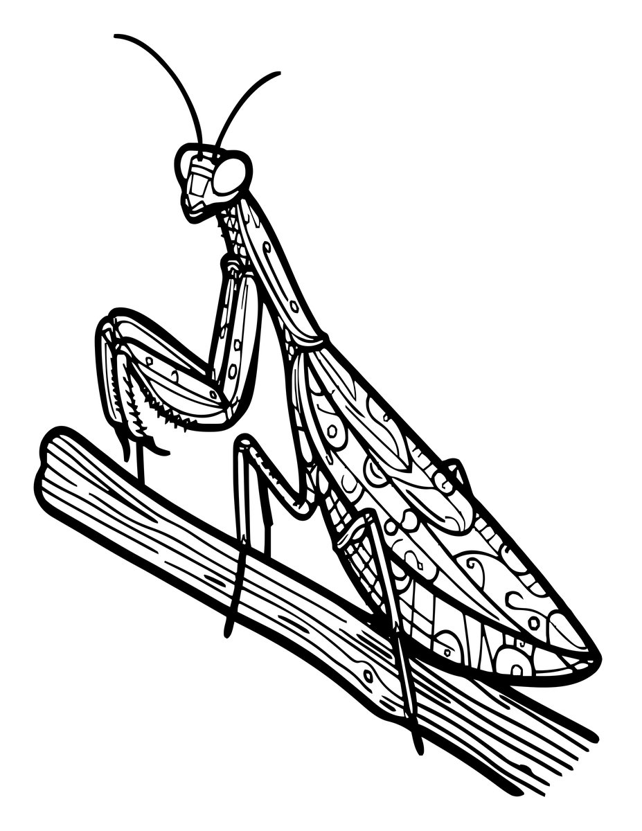 Dead Leaf Mantis - free printable coloring page
