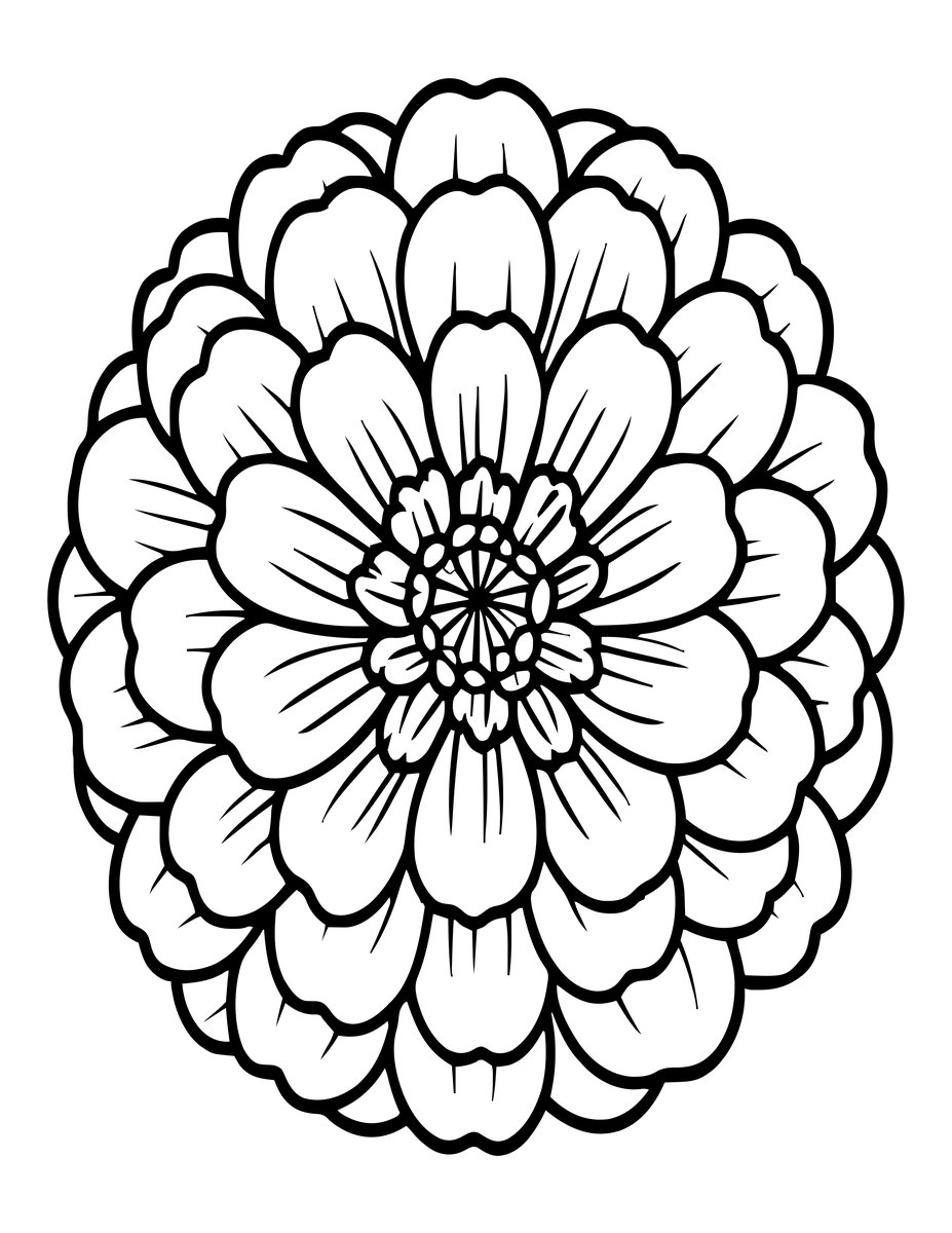 Double Zinnia - free printable coloring page