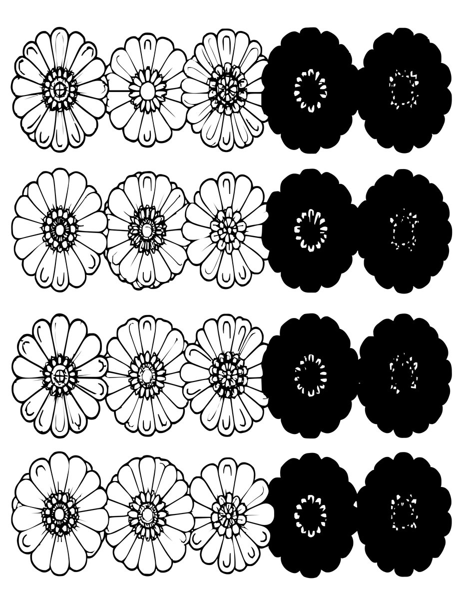 Zinnia Palette - free printable coloring page