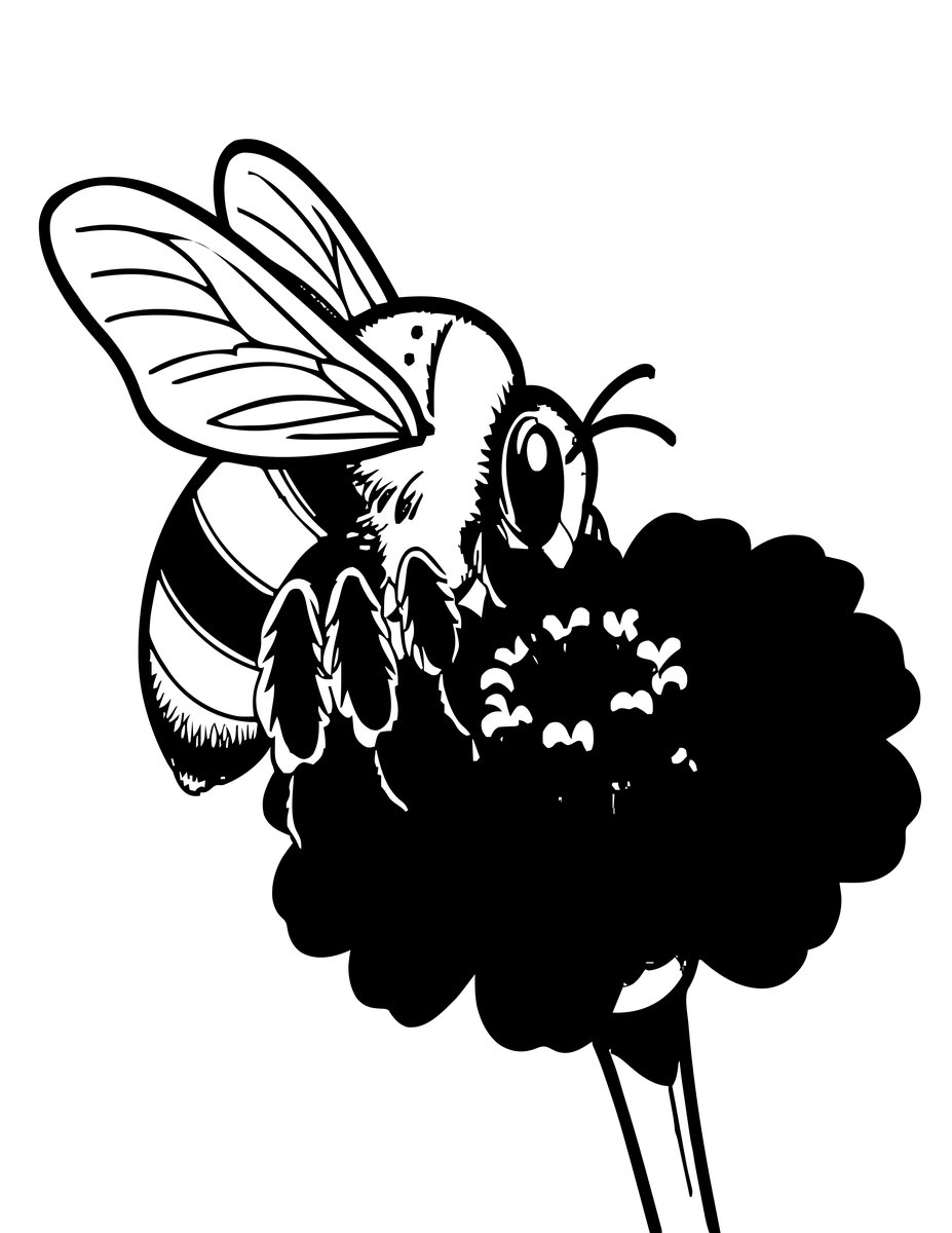 Zinnia and Bee - free printable coloring page