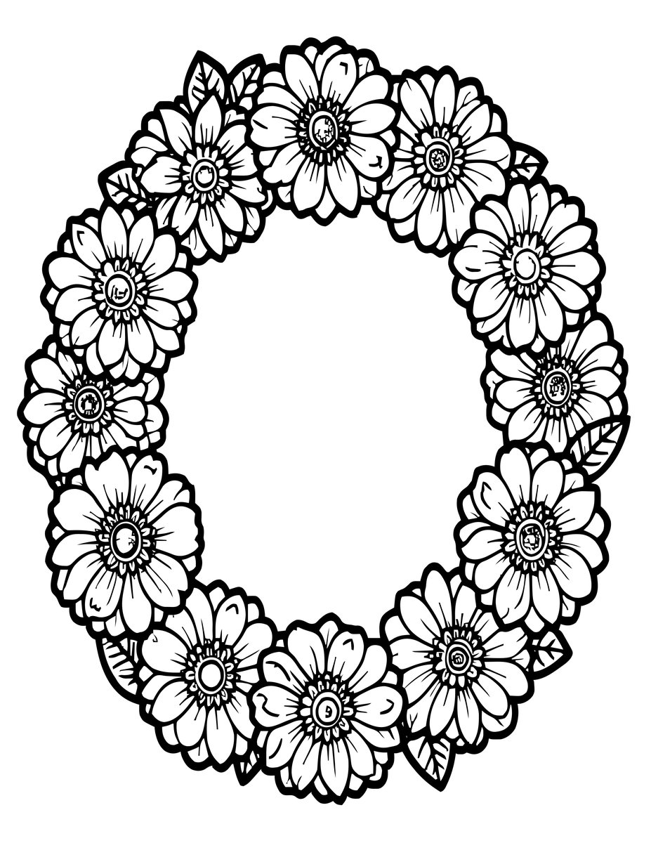Marigold Wreath - free printable coloring page