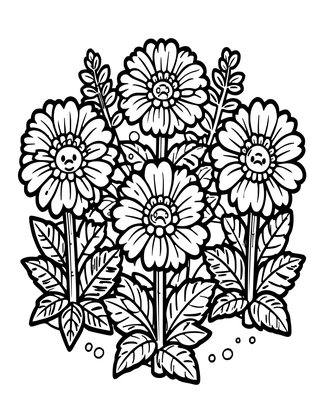 Marigold and Herbs - Free printable coloring page