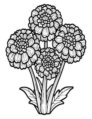 African Marigold - Free printable coloring page