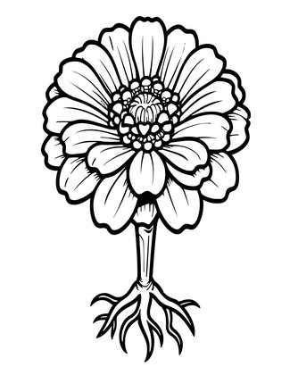 Zinnia Sketch - Free printable coloring page