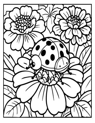 Marigold and Ladybug - Free printable coloring page