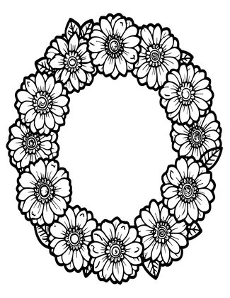 Marigold Wreath - Free printable coloring page
