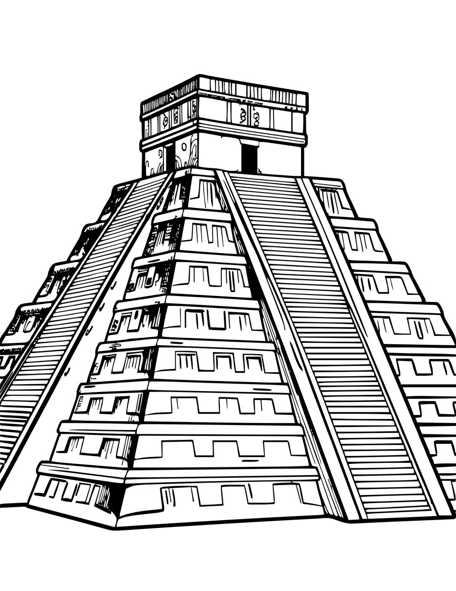 Chichen Itza - free printable coloring page