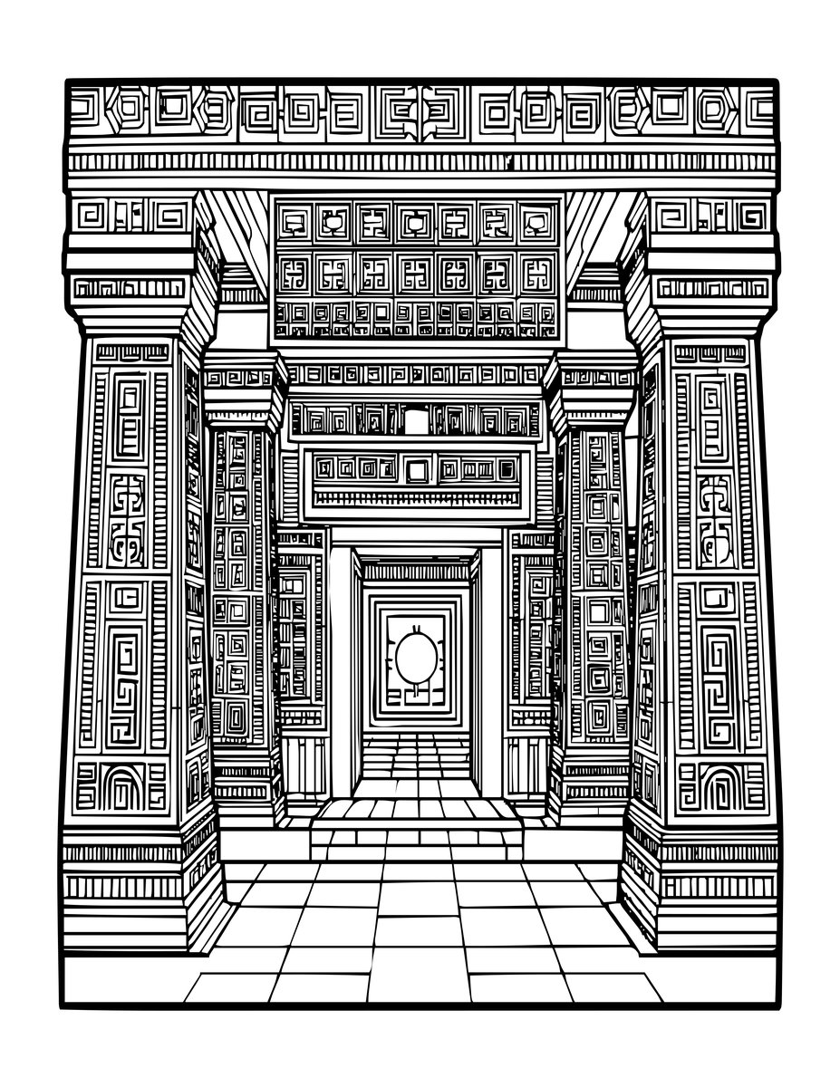 Bonampak Murals - free printable coloring page