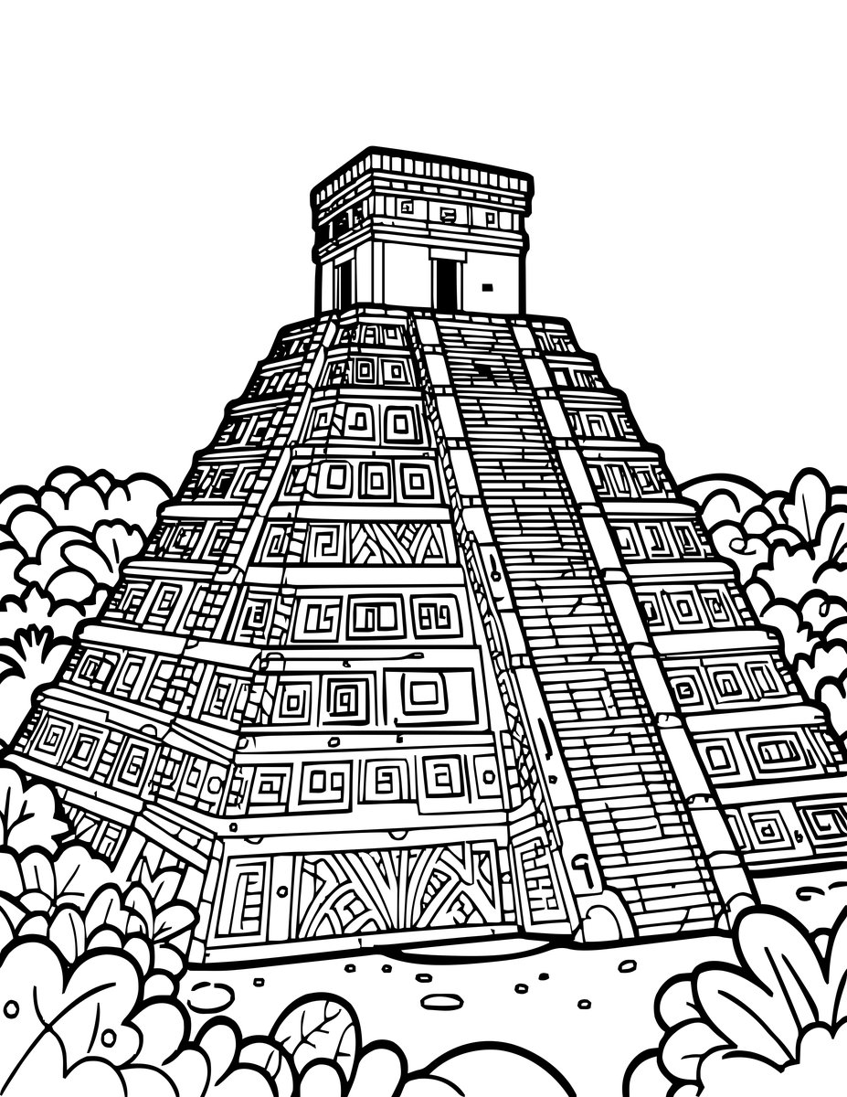Coba Temple Top - free printable coloring page