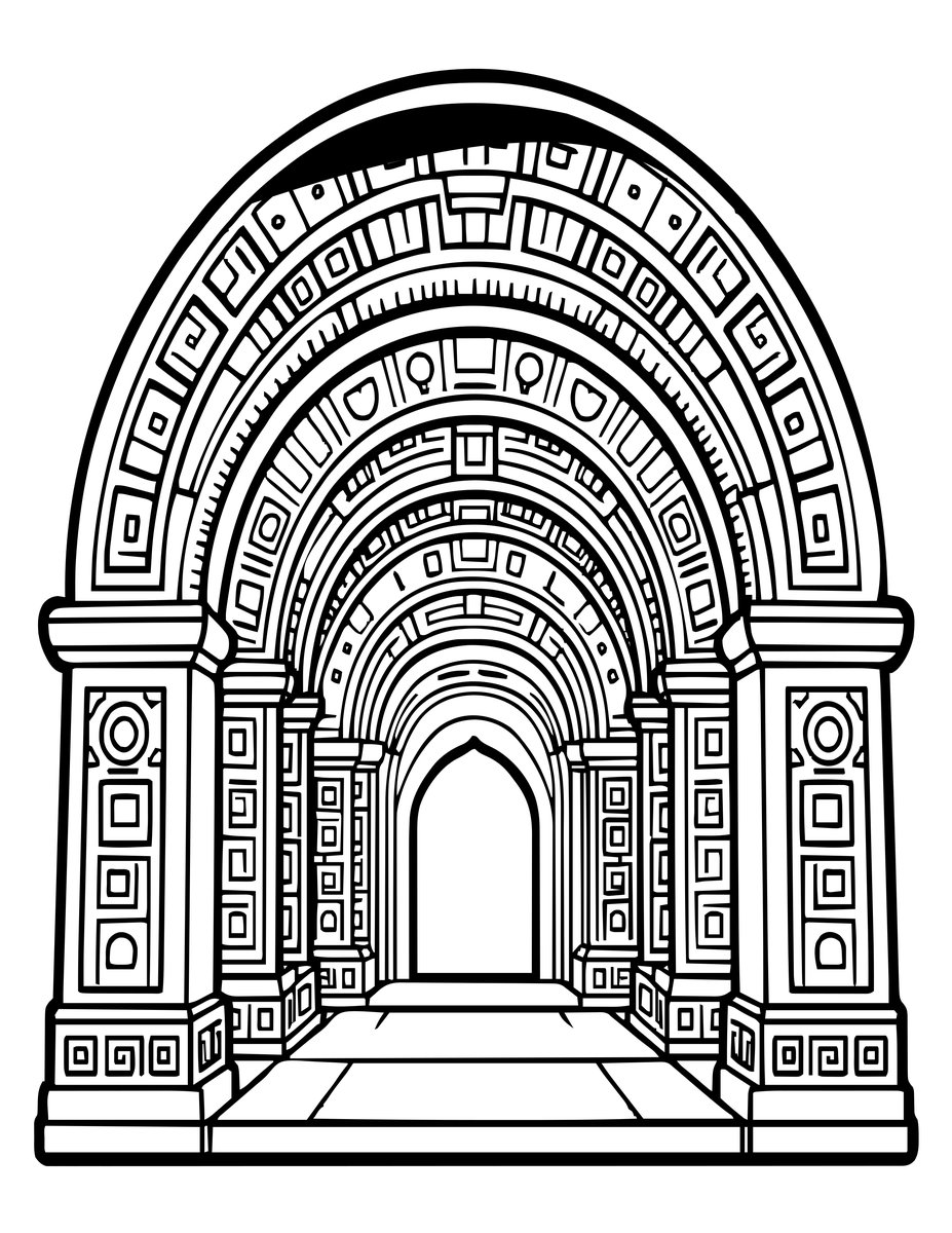 Mayan Corbel Vault - free printable coloring page