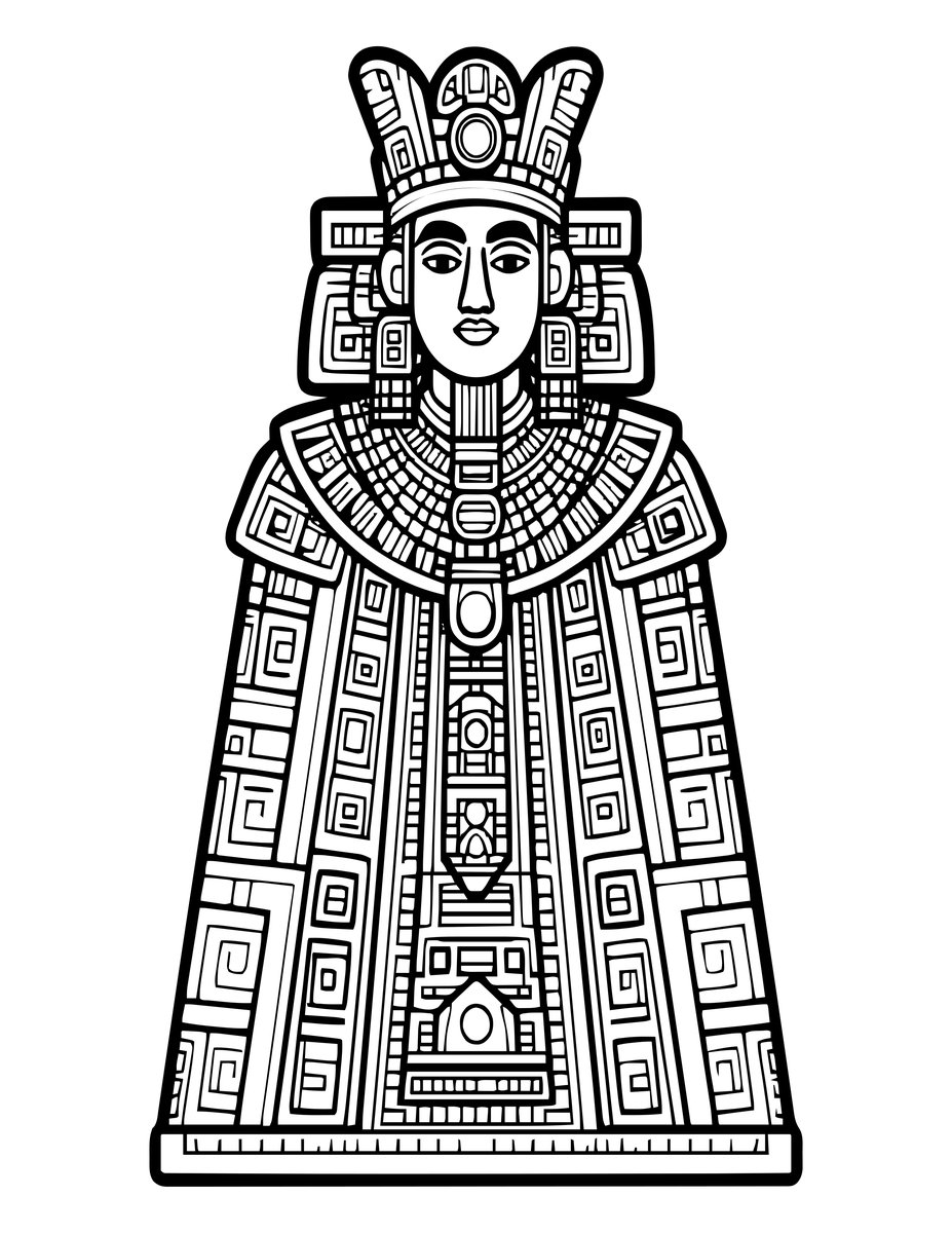 Mayan King Relief - free printable coloring page