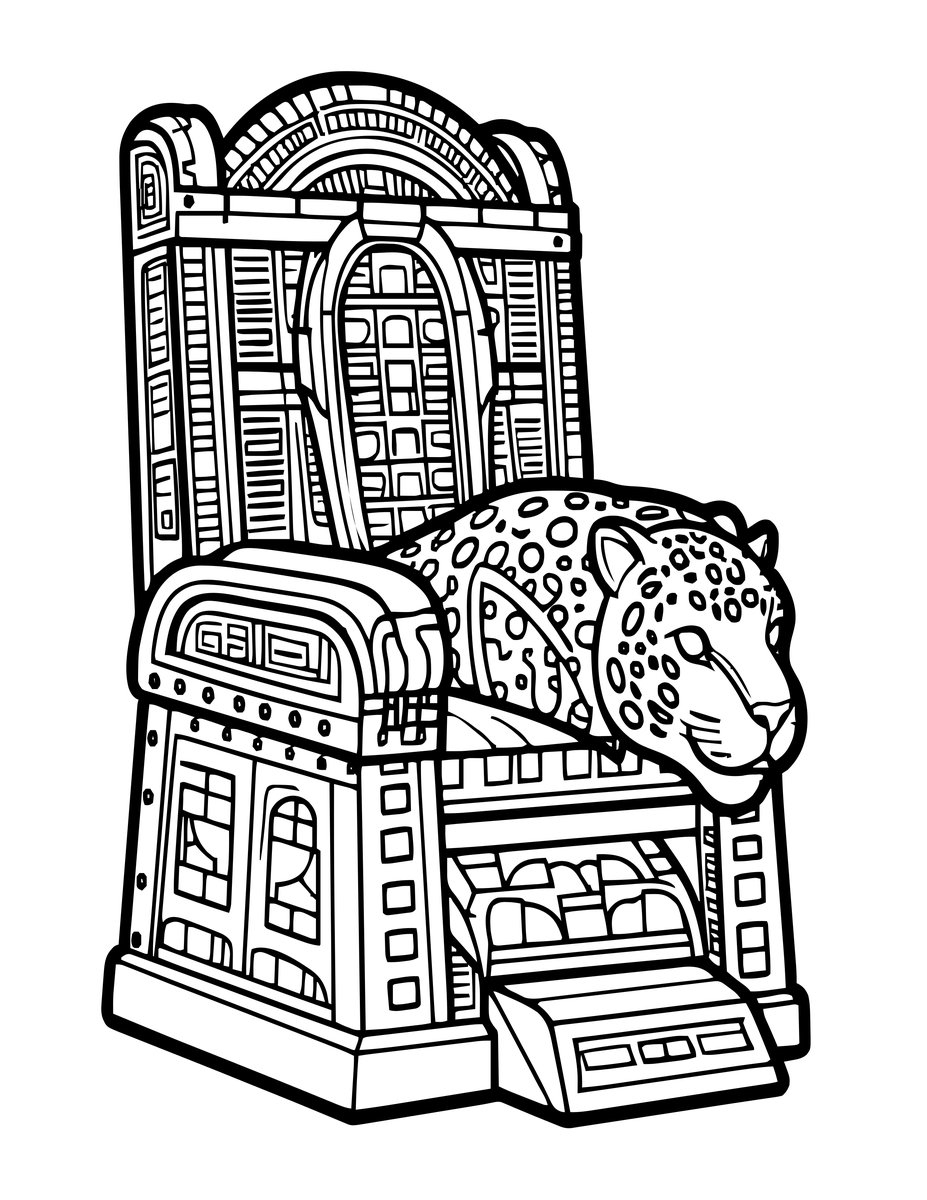 Temple Jaguar Throne - free printable coloring page